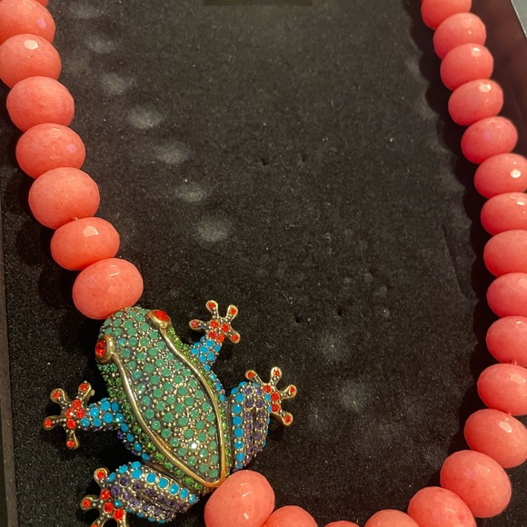 Heidi Daus Coral Beaded Necklace with Frog Pendant - Picture 4 of 6